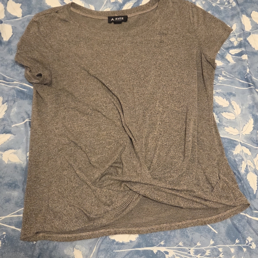 A. Byer Grey Knot Front Top